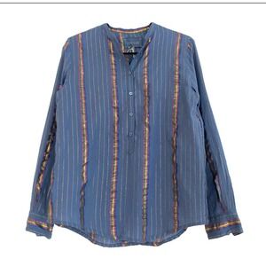 Zadig & Voltaire Blue Rainbow Metallic Blouse Small Cotton‎ Blend Pride